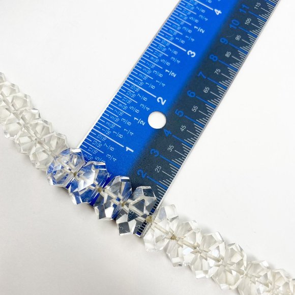 605 Vintage Sterling Faceted Quartz Crystal Rondelle Beaded Necklace - Picture 8 of 8